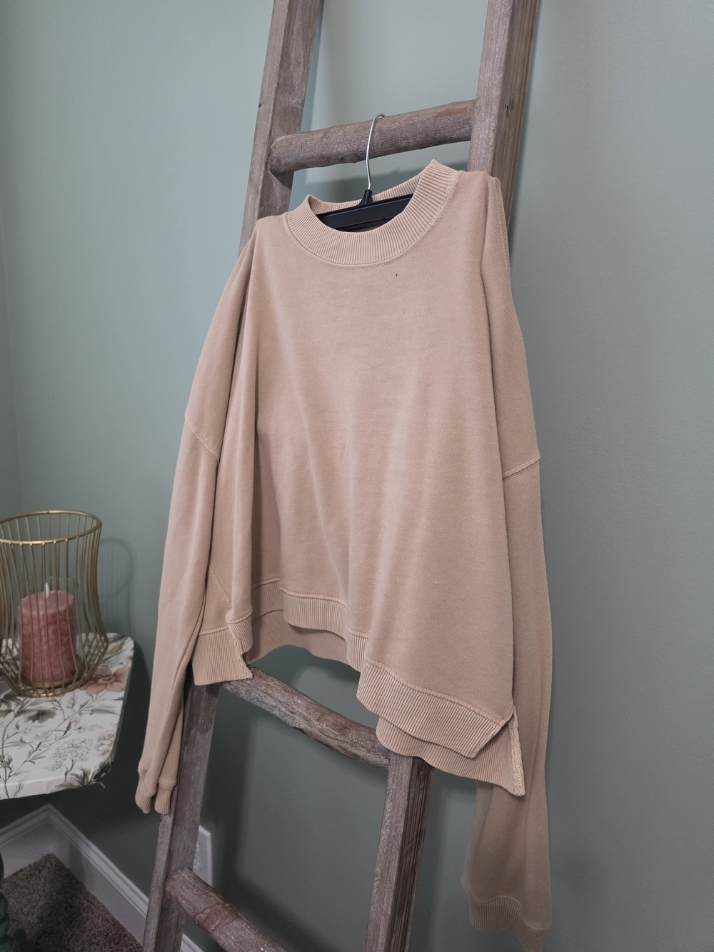 Beige Crewneck Oversized Sweatshirt - American Eagle